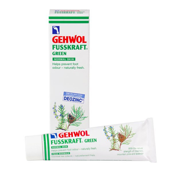 Gehwol Fusskraft Green - Зеленый бальзам для ног 125 млFS-00897 Gehwol Fusskraft Green - Зеленый бальзам для ног 125 млFS-00897Средство Зеленый бальзам Геволь Фусскрафт (Gehwol Fusskraft Grun) содержит уравновешивающие дезинфицирующие активные вещества, предотвращающие грибковые заболевания ног, появление ощущения зуда и возникновение шелушения между пальцами ног. Происходит нормализация процессов потоотделения и пресекается разложение выделяемого пота. Ноги будут оставаться свежими, без неприятного запаха, восстановится их эластичность.Производится из таких натуральных ингредиентов, как розмарин, горная сосна и лаванда. В средство Зеленый бальзам Геволь Фусскрафт включены натуральные эфирные масла, оживляющая кровообращение камфара и охлаждающий ментол, которые сразу же снимают ощущение жжения и облегчают боли в ногах. Ногам возвращаются прежние силы.Проверено по дерматологическим показателям. Благоприятно применение при заболевании диабетом.Назначение:Придаёт ногам свежесть, мягкость и избавляет от неприятного запаха.Нормализует потоотделение.Разложение уже выделенного пота прекращается.Натуральные эфирные масла, оживляющая кровообращение камфара и охлаждающий ментол в составе бальзама снимут ощущение жжения и облегчат боли в ногах.Активные компоненты: масло розмарина, лавандовое масло, масло лавандина, масло горной сосны, эвкалиптовое масло, камфара, ментол, климбазол, вода.