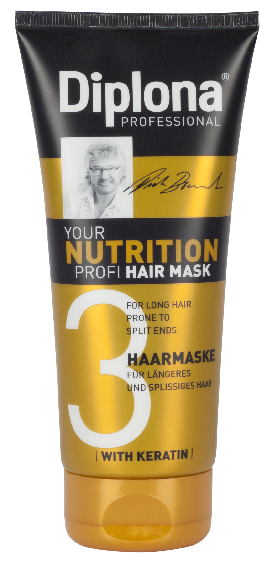 Маска для волос Diplona Professional Your Nutrition Profi, для длинных, секущихся волос, 200 млFS-00897 Маска для волос Diplona Professional Your Nutrition Profi, для длинных, секущихся волос, 200 млFS-00897Маска для волос Diplona Professional Your Nutrition Profi - питательный уход для длинных, секущихся волос. Основные компоненты:Пантенол - помогает восстановить поврежденные волосяные луковицы и секущиеся концы волос. Масло Ши - имеет схожий с липидами волос состав, поэтому легко заполняет образовавшиеся в кутикуле трещины, восстанавливая ее структуру и возвращая волосам силу. Обладает смягчающими, увлажняющими и регенерирующими свойствами. Протеины пшеницы - обладает увлажняющими, восстанавливающими свойствами, усиливает естественные функции кожи, в том числе активизируют механизмы защиты. Витамин В3 - благодаря своему сосудорасширяющему действию позволяет облегчить проникновение активных веществ, что благоприятно влияет на рост волос. Глицерин - проникает во внутрь волоса, удерживает в нем влагу, тем самым делая его прочным и упругим. Антистатик - предупреждает электризацию волос, смягчает волосы, делая их послушными. Характеристики: Объем: 200 мл. Производитель: Германия. Артикул: 95180.Diplona Professionalсуществует на немецком рынке более 40 лет, была разработана совместно с лучшим стилистом, неоднократным победителем конкурсов парикмахерского искусства Германии и основателем немецких салонов красоты с 60-летней историей Дитером Брюннетом.Товар сертифицирован.