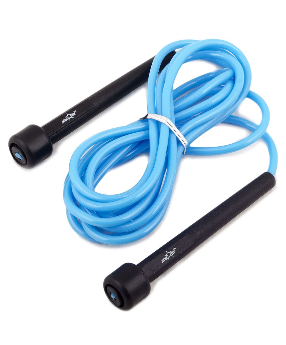 Скакалка Starfit RP-101, цвет: синий, черный, длина 3 мSF 0085 Скакалка Starfit RP-101, цвет: синий, черный, длина 3 мSF 0085Скакалка Star Fit RP-101 предназначена для укрепления мышц рук и ног, а также для общей тренировки. Скакалку приятно держать в руках. Трос выполнен из ПВХ, что полезно для тех, кто учится прыгать на скакалке, потому что минимизируется риск нанесения травмы.