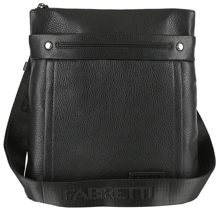 Сумка мужская Fabretti, цвет: черный. 7207FABS76245 Сумка мужская Fabretti, цвет: черный. 7207FABS76245Стильная мужская сумка Fabretti изготовлена из натуральной кожи зернистой фактуры и застегивается на застежку-молнию. Сумка имеет одно основное вместительное отделение. Модель содержит прорезной карман на пластиковой молнии, нашивной карман для телефона и два держателя для шариковых ручек. На лицевой стороне расположен прорезной карман на молнии. На задней стенке дополнительный накладной карман на застежке-молнии. Сумка декорирована нашивкой с тиснением логотипа бренда, прострочками и металлическими элементами. Изделие оснащено несъемным текстильным плечевым ремнем, который регулируется по длине. Ремень выполнен с тиснением бренда. Прилагается текстильный фирменный чехол для хранения.Сумка Fabretti поможет вам подчеркнуть чувство стиля и завершить выбранный образ.