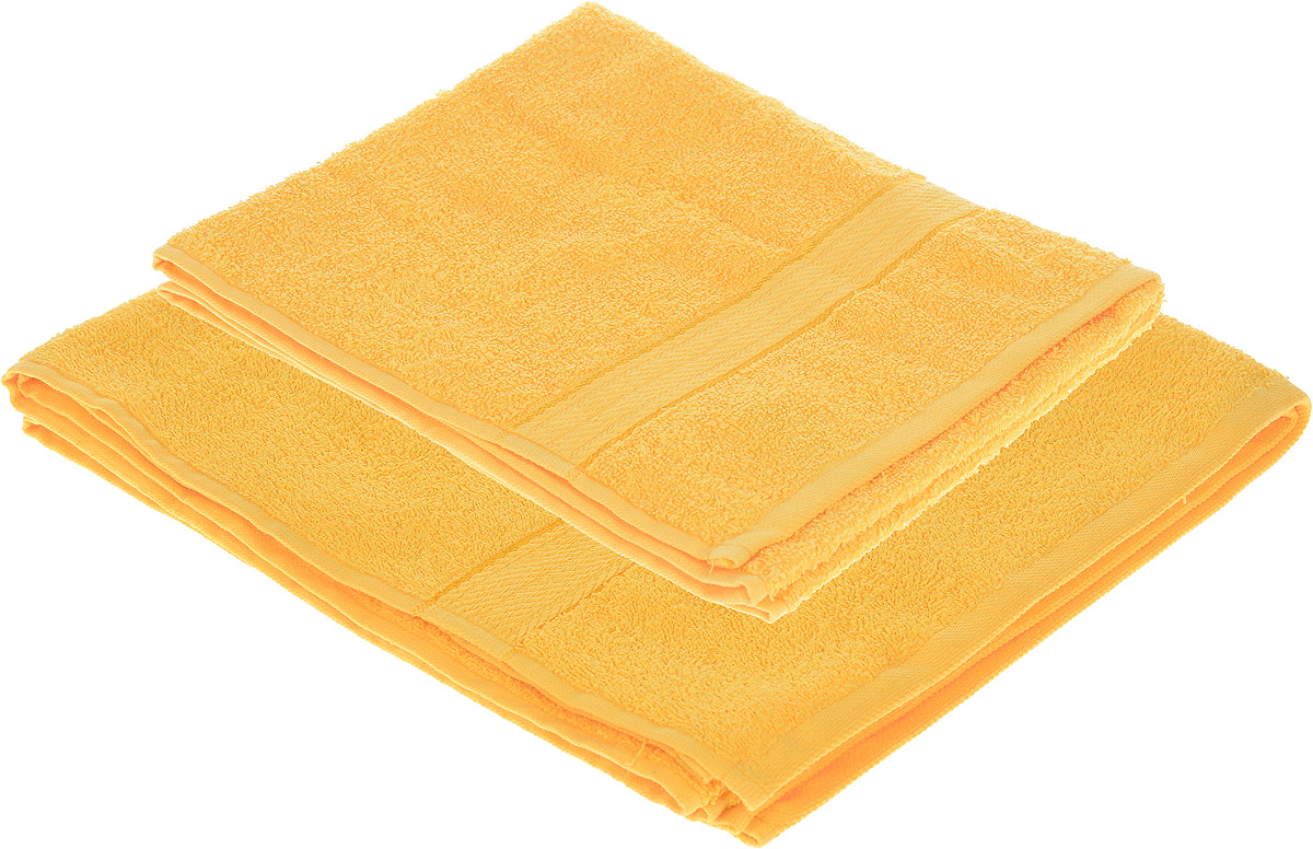 Набор махровых полотенец Aisha Home Textile, цвет: желтый, 2 шт. УзТ-НПМ-102-211004900000360 Набор махровых полотенец Aisha Home Textile, цвет: желтый, 2 шт. УзТ-НПМ-102-211004900000360Набор Aisha Home Textile состоит из двух махровых полотенец разного размера. В состав входит только натуральное волокно - 100% хлопок. Лаконичные бордюры подойдут для любого интерьера ванной комнаты. Полотенца прекрасно впитывают влагу и быстро сохнут. При соблюдении рекомендаций по уходу не линяют и не теряют форму даже после многократных стирок.Комплектация: 2 шт.