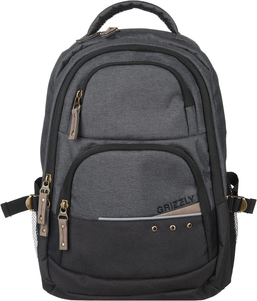 Рюкзак мужской Grizzly, цвет: серый, 29 л. RU-612-1/3BP-001 BK Рюкзак мужской Grizzly, цвет: серый, 29 л. RU-612-1/3BP-001 BKСтильный мужской рюкзак Grizzly выполнен из полиэстера, оформлен вышивкой с изображением логотипа бренда.Рюкзак содержит два вместительных отделения, каждое из которых закрывается на молнию. Внутри первого отделения расположен нашивной карман на молнии. Снаружи, по бокам изделия, расположены два сетчатых кармана. Лицевая сторона дополнена двумя вместительными карманами, каждый из которых закрывается на молнию. Больший карман оснащен органайзером, состоящим из двух накладных кармашков и двух секций для ручек. Рюкзак оснащен петлей для подвешивания, двумя практичными лямками регулируемой длины, а также нагрудным ремнем.Практичный рюкзак станет незаменимым аксессуаром и вместит в себя все необходимое.
