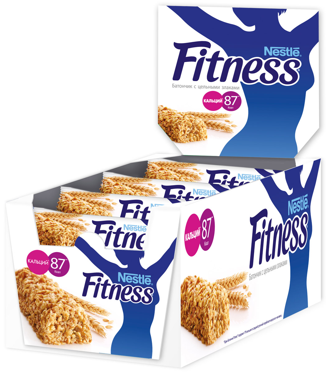 Nestle Fitness батончик с цельными злаками, 24 шт0120710 Nestle Fitness батончик с цельными злаками, 24 шт0120710Батончик Nestle Fitness с цельными злаками - полезный перекус без вреда для вашей фигуры!Батончик Fitness содержит много клетчатки и мало жира. Клетчатка в цельных злаках регулирует пищеварение, способствуя поддержанию оптимального веса тела (при условии сбалансированного питания и регулярных физических активностей). Сложные углеводы перевариваются медленнее и позволяют сохранять чувство сытости дольше.Обогащен витаминами D, B2, B6, кальцием и железом.Вес одного батончика: 23,5 г