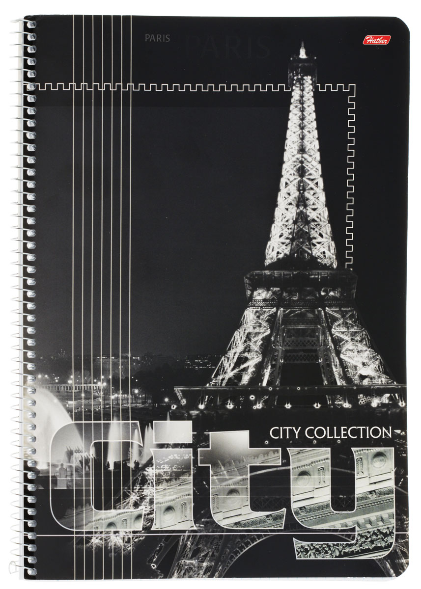 Hatber Тетрадь City Collection Paris 80 листов в клетку72523WD Hatber Тетрадь City Collection Paris 80 листов в клетку72523WDТетрадь Hatber City Collection: Paris отлично подойдет для занятий как школьнику старших классов, так и студенту.Стильная обложка в черно-белых тонах с изображением Эйфелевой башни, выполненная из плотного мелованного картона, позволит сохранить тетрадь в аккуратном состоянии на протяжении всего времени использования.Внутренний блок тетради, соединенный спиралью, состоит из 80 листов белой бумаги в голубую клетку без полей.