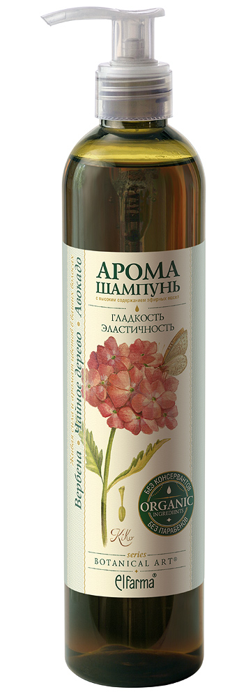Botanical Art Арома-шампунь Гладкость и эластичность для нормальных волос. Вербена-Чайное дерево-Авокадо253998/LB12052 RUS Botanical Art Арома-шампунь Гладкость и эластичность для нормальных волос. Вербена-Чайное дерево-Авокадо253998/LB12052 RUSСерия Botanical Art. Эта серия шампуней с высоким содержанием эфирных масел и деликатными очищающими формулами дарит двойное преимущество от использования: мягкий натуральный уход с видимым результатом красивых волос + арома эффект. Не содержит силиконов и парабенов. Благодаря уникальным химическим свойствам эфирные масла активно ухаживают за волосами, умножая их природную красоту и силу, а мягкие очищающие компоненты нежно промывают волосы, не нарушая естественный баланс. Высокое содержание эфирных масел придает каждому средству восхитительный аромат с особенным настроением. Рисунки цветов на этикетках, специально для этой серии выполнены итальянским художником Kiko Perotti, вошедшим в десятку лучших ботанических художников мира. «Botanical Art». Люблю твой аромат. Шампунь витаминизирует волосы, обладает сильнейшим разглаживающим эффектом и уплотняет структуру волос, нормализует питание волос и кожи головы, насыщает волосы микроэлементами и аминокислотами, делает их эластичными и приятными на ощупь, защищает от потери влаги и ломкости.