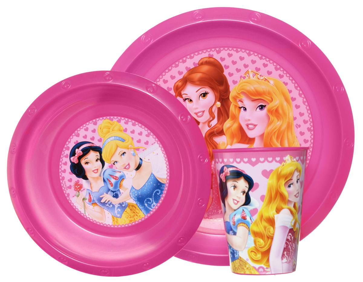 Disney Набор детской посуды Princess 3 предметаT280-01R Disney Набор детской посуды Princess 3 предметаT280-01RКрасочный набор посуды Disney Princesss, выполненный из качественного полипропилена, идеально подойдет для повседневного использования.В комплект входят: тарелка диаметром 23 см, миска диаметром 16 см и стаканчик объемом 270 мл. Все предметы выполнены в оригинальном дизайне с изображениями принцесс Disney.Набор посуды непременно доставит массу удовольствия своему обладателю.