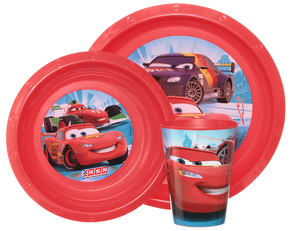 Disney Набор детской посуды Cars 3 предмета54 009312 Disney Набор детской посуды Cars 3 предмета54 009312Красочный набор посуды Disney Cars, выполненный из качественного полипропилена, идеально подойдет для повседневного использования.В комплект входят: тарелка диаметром 23 см, миска диаметром 16 см и стаканчик объемом 270 мл. Все предметы выполнены в оригинальном дизайне с изображениями героев мультфильма Тачки.Набор посуды непременно доставит массу удовольствия своему обладателю.