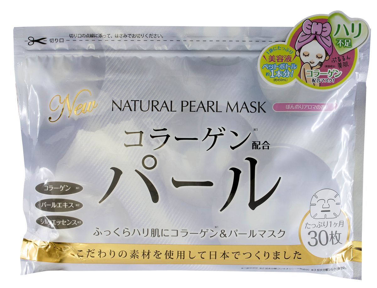 Japan Gals Курс натуральных масок для лица с экстрактом жемчуга, 30 штFS-00897 Japan Gals Курс натуральных масок для лица с экстрактом жемчуга, 30 штFS-00897JAPAN GALS курс натуральных масок для лица с экстрактом жемчуга 30 штук Благодаря плотному прилеганию маски к лицу состав, которым пропитана шелковая маска-эссенция проникает глубоко в кожу, успокаивая и увлажняя ее изнутри.Два главных активных компонента:Коллаген - глубоко увлажняет кожу, повышает ее упругость и эластичность, а также решает проблемы нарушения пигментации. Экстракт жемчуга – повышает эластичность кожи, разглаживает мелкие морщины, увлажняет, способствует регенерации кожи и улучшает цвет лица.Способ применения: Расправить маску. Плотно приложить к чистому лицу. Держать в течение 10-15 минут. При использовании маски на глаза веки следует держать закрытыми. Для особо тщательной проработки зоны под глазами сложите накладку. После Применения лицо не требует дополнительного умывания.Меры предосторожности: Аллергические реакции возможны только в случае индивидуальной непереносимости отдельных компонентов. При покраснении, зуде, раздражении, прекратить применение продукта и проконсультироваться со специалистом. Не использовать при открытых ранах и опухолях. В целях гигиены следует использовать маску только один раз. Рекомендуется доставать маску из упаковки чистыми руками.Способ хранения: Держать в недоступном для детей месте. Во избежание попадания инородных тел, выливания жидкости или пересыхания, после использования плотно закрыть молнию и хранить вертикально молнией верх. Не рекомендуется хранить открытую упаковку под воздействием прямых солнечных лучей. Продукт рекомендуется использовать в течение 60 дней после вскрытия.Состав: вода, бутилен гликоль, глицерин, гидролизованный конхиолин, гидролизованный шелк, экстракт листьев клематиса, экстракт хвоща, экстракт фукуса, экстракт листбьев/ствола европейского плюща, каприлилгликоль, гидроксиэтилцеллюлоза, ксантановая камедь, лимонная кислота Na, лимонная кислота, ароматизаторы