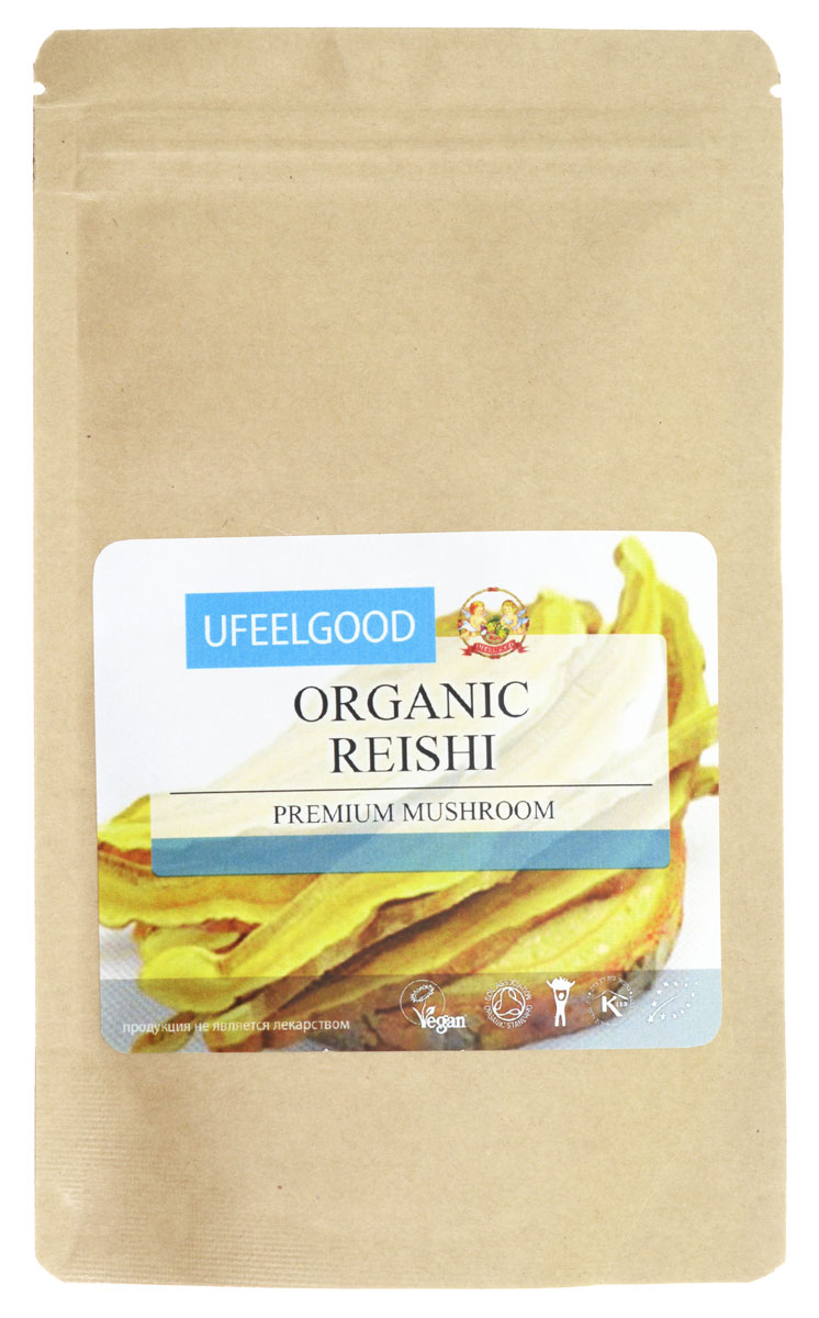 UFEELGOOD Organic Reishi Premium Mushroom Powder органический гриб рейши молотый, 100 г4607191650135 UFEELGOOD Organic Reishi Premium Mushroom Powder органический гриб рейши молотый, 100 г4607191650135Гриб рейши от UFEELGOOD невероятно полезен в современной жизни. В первую очередь, как средство профилактики и лечения онкологических заболеваний. Содержащиеся в нем специфические полисахариды (бета-глюканы D) помогают укрепить иммунную систему, нейтрализуют поврежденные клетки, повышают активность лейкоцитов.Продукт в первую очередь полезен:Для пациентов, подвергающихся лучевой и химиотерапииДля ВИЧ - инфицированныхДля больных гепатитом и сахарным диабетом всех типовКроме того, его регулярное применение способствует омоложению организма в целом. Противовоспалительные свойства гриба рейши делают его незаменимым средством лечения различных аллергических реакций и астмы. А положительное воздействие на нервную систему – способом справиться с бессонницей, стрессами, нервными расстройствами.Продукт можно добавлять в чай, суп, иные блюда, что увеличит их питательные и тонизирующие свойства.
