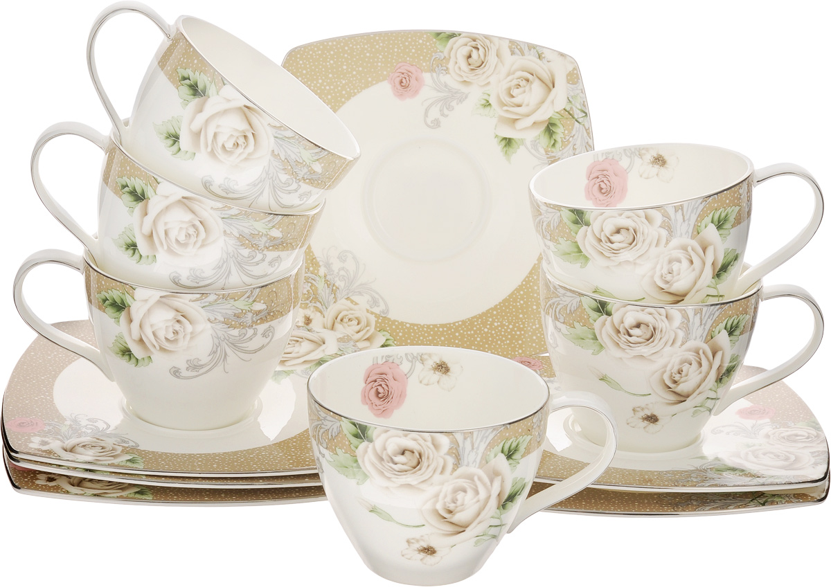 Набор чайный Family & Friends Florance, 12 предметовVT-1520(SR) Набор чайный Family & Friends Florance, 12 предметовVT-1520(SR)Чайный набор Family & Friends Florance состоит из шести чашек и шести блюдец, выполненных из фарфора. Изделия оформлены изящным цветочным рисунком. Изящный набор эффектно украсит стол к чаепитию и порадует вас функциональностью и ярким дизайном. Объем чашки: 280 мл. Диаметр чашки (по верхнему краю): 9 см. Высота чашки: 7 см. Размер блюдца: 15,5 х 15,5 х 1 см.