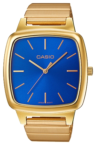 Часы наручные женскиие Casio Collection, цвет: золотой, синий. LTP-E117G-2ABM8434-58AE Часы наручные женскиие Casio Collection, цвет: золотой, синий. LTP-E117G-2ABM8434-58AEЦентральные часовая, минутная и секундная стрелки. Корпус выполнен из нерж. стали 316L с IP-покрытием цвета золота. Размеры корпуса 36 мм (по оси заводной головки) х 46 мм (по вертикали) х 8,2 мм (толщина). Вес приблизительно 46 грамм или 83 грамма (для моделей с браслетом). Минеральное стекло устойчивое к появлению царапин. Лакированный циферблат, аппликация часовых меток. Водостойкость – защита от брызг. Браслет из нержавеющей стали 316L с IP-покрытием цвета золота, регулируемая по длине застежка-замочек.