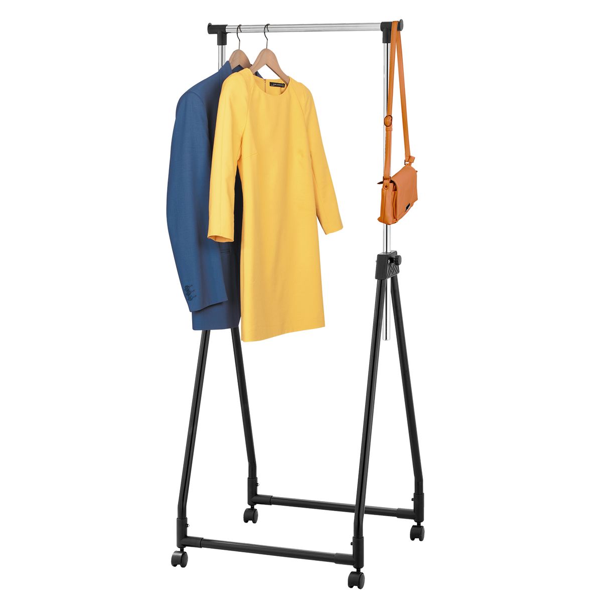 Стойка для одежды Tatkraft Swift, складная , цвет: черный28907 4 Стойка для одежды Tatkraft Swift, складная , цвет: черный28907 4Складная стойка для одежды Tatkraft Swift выполнена из хромированной и окрашенной стали. Имеет надежные зажимы, боковые крючки. Вмещает до 15 вешалок, распределенный вес по длине штанги - 15 кг. Сложенная стойка легко размещается: в шкафу, за дверью, в багажнике.