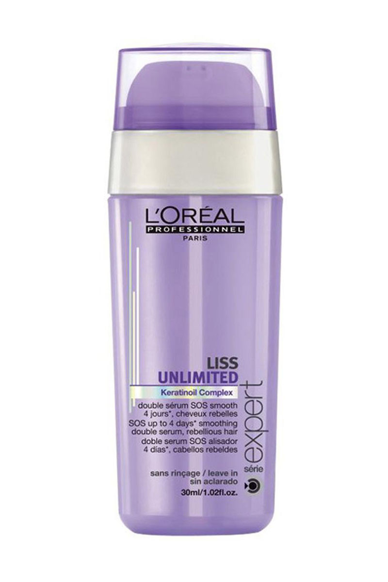 LOreal Professionnel Liss Unlimited – SOS-сыворотка двойного действия 30 млFS-00897 LOreal Professionnel Liss Unlimited – SOS-сыворотка двойного действия 30 млFS-00897LOreal Professionnel Liss Unlimited SOS Smoothing Double Serum SOS-сывороткадвойногодействия средство серии Лисс Анлимитед от Лореаль Профешнл, специально разработанное для ухода за сухими непослушными волосами. Дарит бережную эффективную защиту волосам до 4-х дней, не допуская из завивания, особенно во влажную погоду.Результат достигается благодаря сбалансированному составу сыворотки, включающему в себя питательные вещества, эфирные масла энотеры, кукуи, и кератин, благодаря которым волосы становятся гладкими, эластичными и упругими.Уже после первого применения, волосы выпрямляются, визуально выглядят тяжелыми, ниспадающими красивыми ровными прядями, при этом они остаются легкими, мягкими и шелковистыми. Сыворотка тонизирует корни волос, глубоко питает и увлажняет волосы, придавая им жизненные силы, сияющий естественный блеск и природную красоту.Сыворотка SOS Smoothing Double Serum Liss Unlimited нежно заботиться о каждом волоске, мягко обволакивая их питательной невидимой водоотталкивающей пленкой, которая не позволяет пушиться и завиваться прядям, при этом, не утяжеляя волосы.LOreal Professionnel Liss Unlimited SOS Smoothing Double Serum сильные, красивые и послушные волосы каждый день!