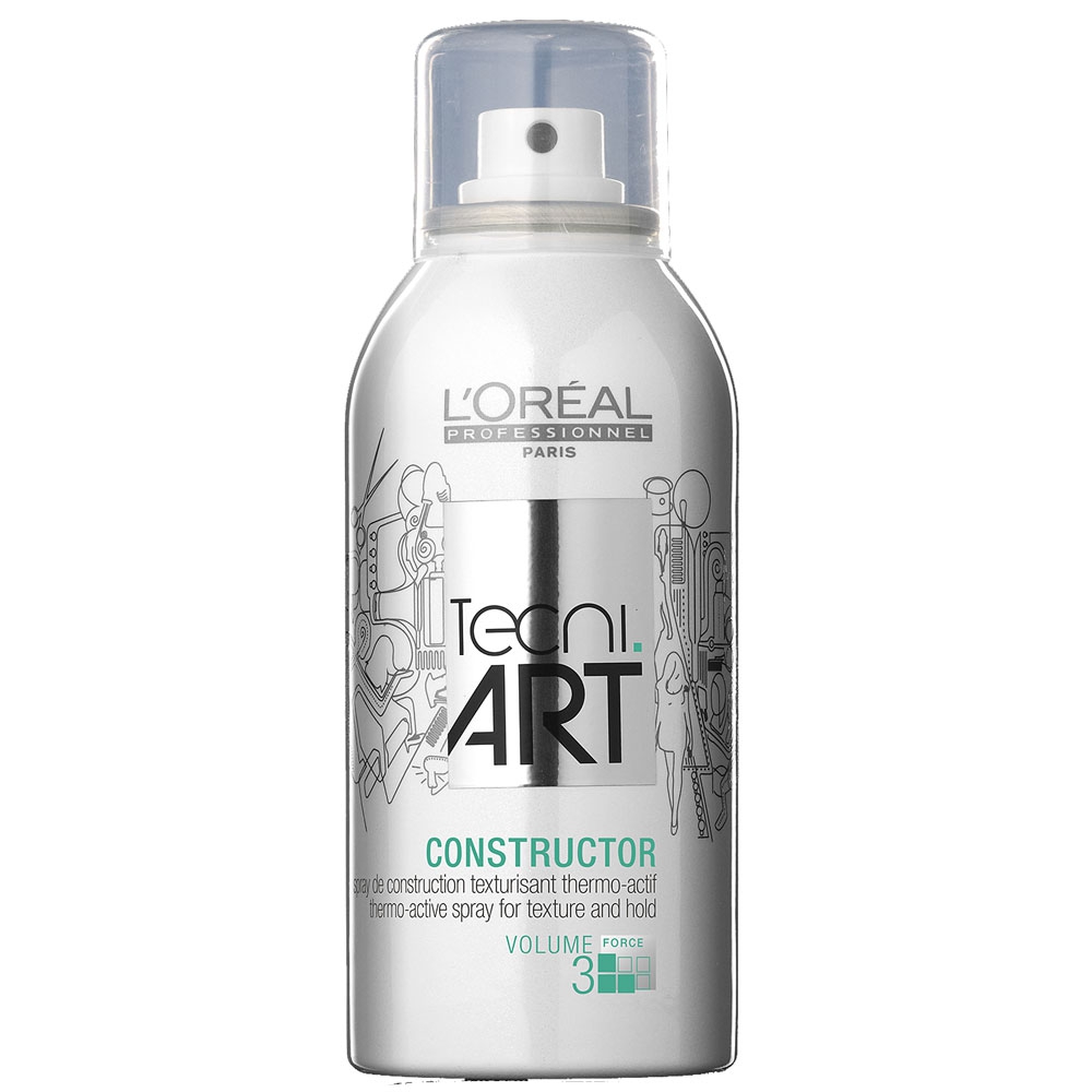 LOreal Professionnel Tecni. art Volume Моделирующий спрей для фена (фикс.3) 150 млFS-00897 LOreal Professionnel Tecni. art Volume Моделирующий спрей для фена (фикс.3) 150 млFS-00897Спрей Хот Стайл Конструктор от L`Oreal Professionel является первым ультрамодным и многофункциональным средством для изменения текстуры ваших волос. Такая процедура, как «текстурирование», раньше была возможна только в салонах красоты. Теперь вы сможете сколько угодно создавать локоны или, наоборот, выпрямлять волосы в домашних условиях. Этот эффект сохранится надолго. Достаточно воспользоваться моделирующим спреем Хот Стайл Конструктор, который можно наносить как на все волосы, так и на отдельные пряди. Текстурирующий термоактивный спрей от L`Oreal надежно удерживает форму вашей укладки, а волосы остаются здоровыми и эластичными, не склеиваются и послушно лежат в прическе. Уровень фиксации: 3 (естественная фиксация)