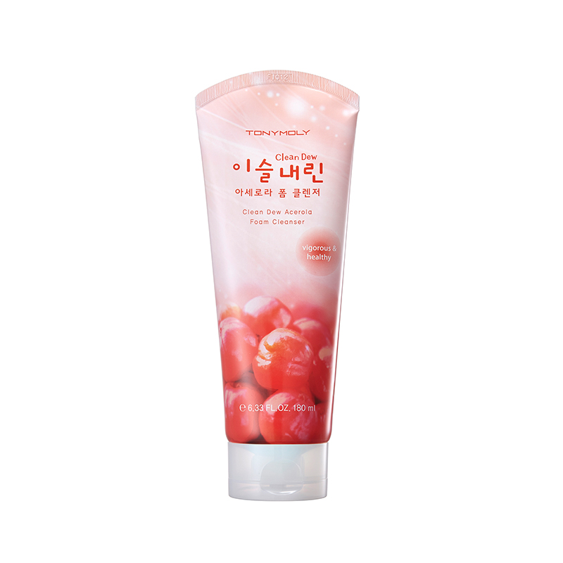 TonyMoly Пенка для умывания с экстрактом ацеролы Clean Dew Acerola Foam Cleanser, 180мл72523WD TonyMoly Пенка для умывания с экстрактом ацеролы Clean Dew Acerola Foam Cleanser, 180мл72523WDПенка для умывания эффективно удаляет с поверхности кожи макияж и загрязнений, глубоко очищает поры от скопившегося кожного жира и отшелушивает омертвевшие клетки. Очищенная и обновленная кожа становится ровнее, поры сужаются, а тон лица становится светлым, чистым, сияющим. Активный компонент пенки – экстракт ацеролы. Ацерола или барбадосская вишня – экзотический плод, содержит большое количество витамина С, комплекс минералов и микроэлементов, протеины. Экстракт ацеролы оказывает увлажняю¬щее и стимулирующее действие на кожу, является мощным антиоксидантом, благодаря чему пенка с ацеролой защищает кожу от воздействия свободных радикалов, активизирует клеточный метаболизм. Пенка для умывания с экстрактом ацеролы TONY MOLY Clean Dew Acerola Foam Cleanser ускоряет регенерацию клеток кожи, оказывает стимулирующее и тонизирующее действие, замедляет процессы преждевременного увядания кожи, сохраняет её гладкость, упругость и эластичность. Пенка с экстрактом ацеролы предназначена для ухода за усталой, подвергающейся частым стрессам кожи. Марка Tony Moly чаще всего размещает на упаковке (внизу или наверху на спайке двух сторон упаковки, на дне банки, на тубе сбоку) дату изготовления в формате: год/месяц/дата.