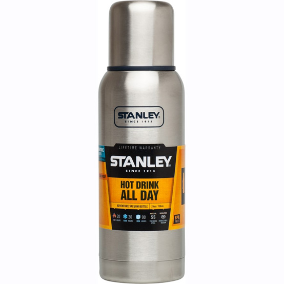 Термос STANLEY Adventure 0,75 л502435 Термос STANLEY Adventure 0,75 л502435Термос. Объем - 0,75 л. Удержание тепла - 20 часа, холода - 20 часа, напитки со льдом- 90 часов. Вакуумная изоляция. Корпус и внутренняя колба - из нержавеющей стали. Наружное покрытие - нержавеющая сталь. Цвет - стальной. Крышка- термостакан объемом 236мл. Слив - через поворотную пробку. Термос герметичен. Гарантия-пожизненная.