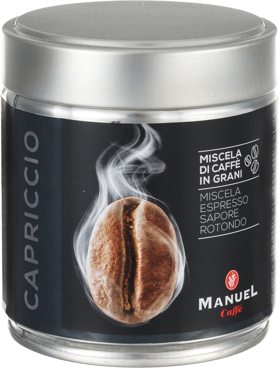 Manuel Capriccio кофе в зернах, 125 г (ж/б)5292726000104 Manuel Capriccio кофе в зернах, 125 г (ж/б)5292726000104Manuel Capriccio - лучшая смесь для приготовления кофе на профессиональном оборудовании. Manuel Capriccio - бодрящий продукт, прошедший темную обжарку, в результате которой в его вкусе появились нюансы какао и пикантная горчинка. Этот кофе будет идеальной основой для создания эспрессо и капучино.