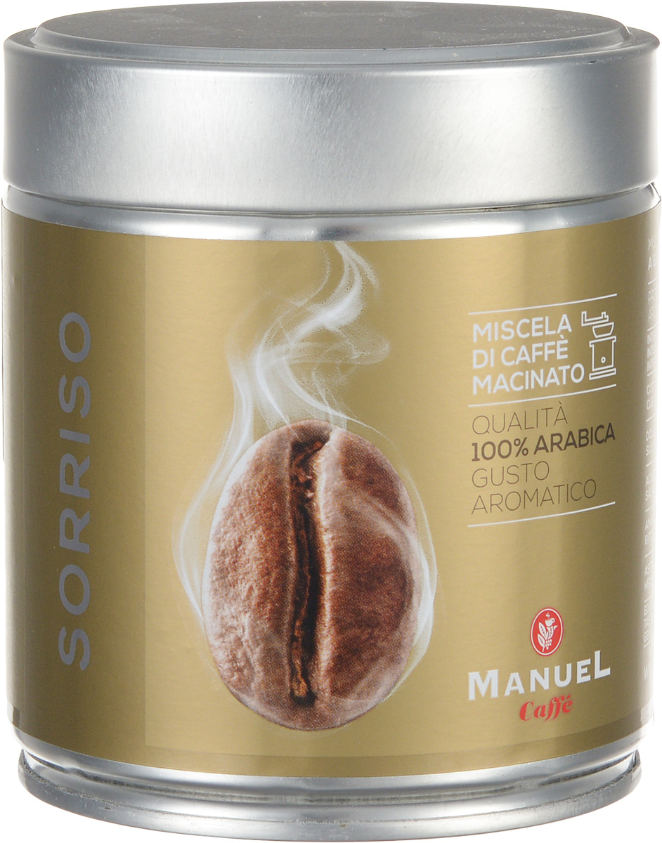 Manuel Sorriso кофе молотый , 125 г (ж/б)0120710 Manuel Sorriso кофе молотый , 125 г (ж/б)0120710Manuel Sorriso - кофе для тех кто выбирает лучшее. Это умелая комбинация нескольких сортов арабики из центральной Африки и Америки, результатом которой является соединение всех ароматов в неповторимый по своим качествам букет. Кофе обладает глубоким вкусом с легкой горчинкой, приятным ароматом и устойчивым послевкусием.