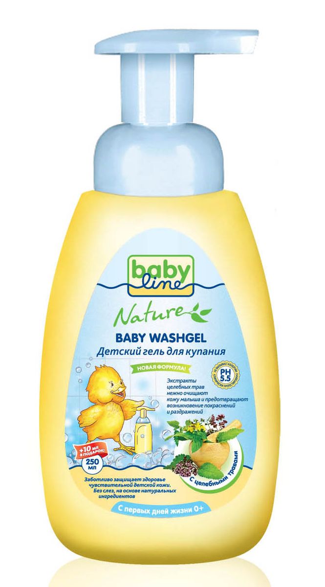 BabyLine Nature Гель для купания с целебными травами для детей с первых дней жизни 260 млFS-00897 BabyLine Nature Гель для купания с целебными травами для детей с первых дней жизни 260 млFS-00897Детский освежающий гель для купания с экстрактами целебных трав подойдет малышам с первых дней жизни! • Деликатно очищает, не нарушая естественный рН баланс детской кожи• Экстракты трав оказывают успокаивающее и противовоспалительное действие на чувствительную кожу малыша • Идеально подходит для ежедневного применения.Товар сертифицирован.