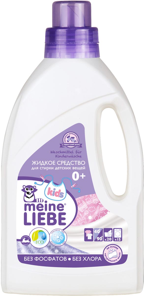 Meine Liebe Жидкое средство для стирки детского белья концентрат 800 млGC204/30 Meine Liebe Жидкое средство для стирки детского белья концентрат 800 млGC204/30Жидкое средство для стирки детских вещей Meine Liebe на основе натурального мыла.Одобрено дерматологами России для стирки детской одежды и постельного белья с первых дней жизни малыша.Обладает мягким и безопасным составом; не содержит ароматизаторов, красителей, фосфатов, хлора и прочих агрессивных компонентов.Эффективно справляется со сложными загрязнениями. Полностью выполаскивается из тканей. Предотвращает деформацию и усадку тканей, сохраняет цвет.Удобный эргономичный флакон с двойным колпачком, который не даст средству пролиться.Одобрено дерматологами России. Подходит для малышей с первых дней жизни. Безопасный биоразлагаемый состав. Не вызывает аллергии и раздражения. Подходит для стирки одежды людей с чувствительной кожей. Экономичен - рассчитан на 15 стирок. Не требует замачивания.Состав: деминерализованная вода, 15-30% мыло, Товар сертифицирован.