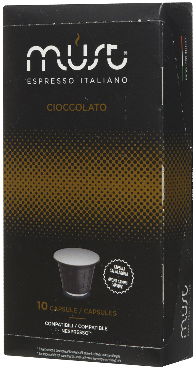 MUST Cioccolato какао капсульный, 10 шт0120710 MUST Cioccolato какао капсульный, 10 шт0120710MUST Cioccolato — капсулы восхитительного какао-напитка, который оценит по достоинству даже самый заядлый кофеман. Какао-напиток Cioccolato отличается неповторимым шоколадным вкусом и изумительным кофейным ароматом. Он обладает невероятным тонизирующим эффектом, поэтому он станет прекрасным дополнением к утреннему завтраку. Добавьте в какао воздушный зефир и получите нежный, утонченный десерт.