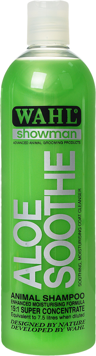 Шампунь для животных Wahl Aloe Soothe, концентрированный, с алоэ, 500 мл2999-7551 Шампунь для животных Wahl Aloe Soothe, концентрированный, с алоэ, 500 мл2999-7551Шампунь для животных Wahl Aloe Soothe создан на основе натуральных ингредиентов, не содержит опасных химических компонентов. Идеально сбалансированная формула, включающая экстракты алоэ вера, авокадо, кокоса и пшеницы, разработана для эффективного очищения и ухода за шерстью, не нарушая естественного баланса кожи. Входящие в состав витамины Е и С в совокупности с натуральными экстрактами помогают сохранять шерсть животного здоровой и блестящей. Разработан для профессионального использования. Может применяться в домашних условиях при строгом соблюдении инструкции. Разводится 1:15. Способ применения: Тщательно встряхнуть флакон. В отдельной емкости подготовить раствор: 1 часть концентрата и 15 частей теплой проточной воды. Наносить раствор на влажную шерсть. Тщательно вспенить массирующими движениями и затем смыть. Для лучших результатов рекомендуется оставить пену на шерсти на 5 минут, а затем смыть. Избегать попадания в глаза, нос и на другие чувствительные зоны. При попадании раствора на указанные участки промыть их теплой водой.