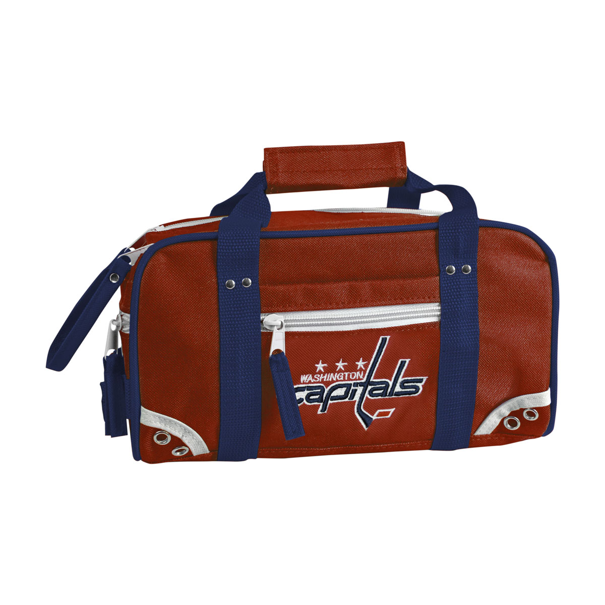 Мини-баул NHL Washington Capitals, цвет: красно-синий. 5л29085 Мини-баул NHL Washington Capitals, цвет: красно-синий. 5л29085Модель имеет одно основное отделение с двойной застежкой – молнией, а также по одному небольшому карману со всех четырех сторон изделия. Декорирована клепками и люверсами.Производство: Atributika & Club (Китай). Состав:100% полиэстер.