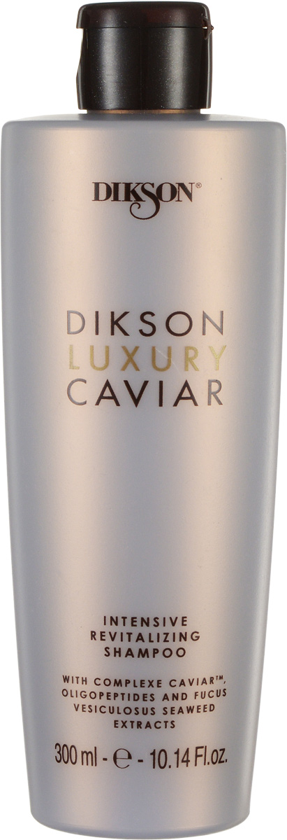 Dikson Luxury Caviar Интенсивный ревитализирующий шампунь с Complexe Caviar Intensive And Revitalising Shampoo 300 млFS-00897 Dikson Luxury Caviar Интенсивный ревитализирующий шампунь с Complexe Caviar Intensive And Revitalising Shampoo 300 млFS-00897Шампунь является мультивитаминной ванной для волос. Мягко очищает волосы и придаёт им силу, омолаживая и делая их более плотными. Совместное воздействие экстракта икры, олигопептидов и водорослей Fucus Vesiculosus, входящих в состав Complexe Caviar, помогают превратить ослабленные, тусклые и состаренные временем волосы в сильные, сияющие и помолодевшие. Для достижения оптимальных результатов использовать в комплексе с другими средствами линии DIkson Luxury Caviar. Активные компоненты: Экстракт чёрной икры, экстракт бурых водорослей Fucus.Результат: Волосы становятся крепкими, плотными и блестящими.