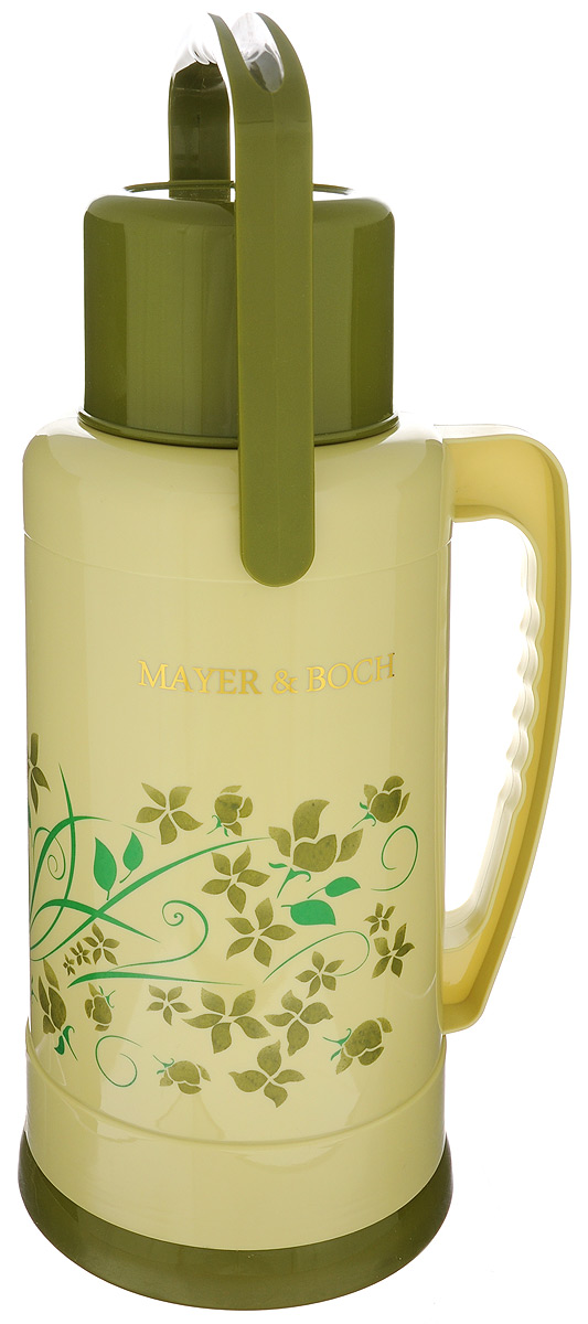 Термос Mayer & Boch, 3,2 лVT-1520(SR) Термос Mayer & Boch, 3,2 лVT-1520(SR)Термос Mayer & Boch, выполненный из высококачественного полипропилена со стеклянной колбой, декорирован цветочным узором и оснащен съемной чашей. Он пригодится в походе, на пикнике или в поездке. Для удобной переноски предусмотрены две ручки. Материалы не вступают в реакцию с содержимым термоса и не изменяют вкусовых качеств напитка. Благодаря свойствам стекла этот термос может быть использован для заваривания напитков с устойчивыми ароматами. Завинчивающаяся герметичная крышка предохранит от проливаний, а удобный носик позволит аккуратно налить содержимое термоса в чашу. Изделие идеально подходит для сохранения напитка горячим или холодным в течение нескольких часов. Термос Mayer & Boch - это идеальный вариант для большой компании и дальней поездки.Диаметр термоса (по верхнему краю): 7,2 см.Высота термоса (с учетом крышки): 40 см.Диаметр чаши (по верхнему краю): 11,5 см.Высота чаши: 8 см.