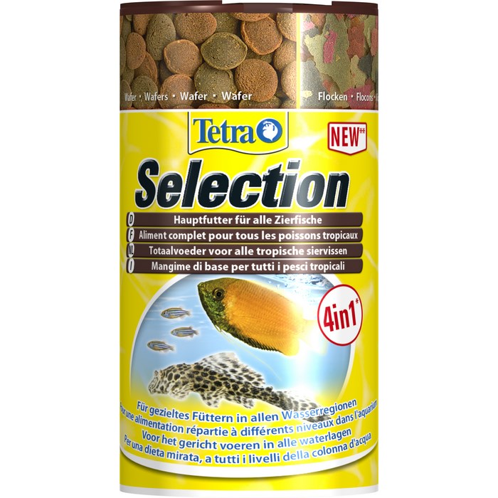 Корм Tetra Selection для всех видов тропических рыб, 100 мл (45 г)0120710 Корм Tetra Selection для всех видов тропических рыб, 100 мл (45 г)0120710Корм Tetra Selection - 4 полноценных корма в 4 отдельных ячейках для рыб, питающихся в различных слоях воды. 4 вида корма с различными характеристиками погружения для целевого питания любых видов тропических рыб во всех слоях воды: - ТетраМин хлопья: плавают на поверхности воды, что идеально подходит для рыб, питающихся в верхних слоях;- ТетраМин чипсы: плавают на поверхности и медленно погружаются, что идеально подходит для рыб, питающихся в верхних и средних слоях воды;- ТетраМин гранулы: медленно погружаются, что идеально подходит для рыб, питающихся в средних слоях воды;- ТетраВафер Микс: быстро погружаются, для всех питающихся на дне рыб.Товар сертифицирован.