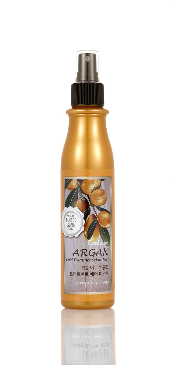Confume Argan Увлажняющий спрей для волос аргановым маслом серии GOLD, 200 млFS-00897 Confume Argan Увлажняющий спрей для волос аргановым маслом серии GOLD, 200 млFS-00897Спрей для волос содержит богатый растительный комплекс из ягод ассаи, плодов нони, мангустина, барбариса и облепихи, который интенсивно питает и поддерживает волосы в здоровом состоянии. Благодаря входящим в состав золотым частицам спрей способствуют здоровому блеску и сиянию волос, укрепляя их. Подходит для окрашенных волос.Спрей для волос содержит богатый растительный комплекс из ягод ассаи, плодов нони, мангустина, барбариса и облепихи, который интенсивно питает и поддерживает волосы в здоровом состоянии.