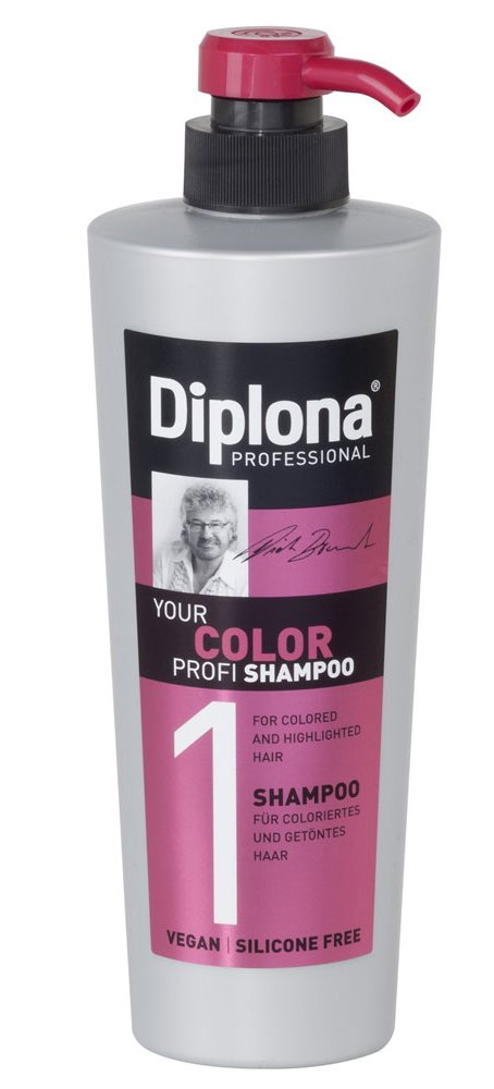 Шампунь Diplona Professional Your Color Profi, для окрашенных и мелированых волос, 600 млFS-00103 Шампунь Diplona Professional Your Color Profi, для окрашенных и мелированых волос, 600 млFS-00103Шампунь Diplona Professional Your Color Profi - бережный уход для окрашенных и мелированых волос. Основные компоненты:Масло жожоба - богато витамином Е, активизирует процессы регенерации. Обеспечивает защитный слой, не оставляет жирного блеска на коже и волосах. Пантенол - помогает восстановить поврежденные волосяные луковицы и секущиеся концы волос. УФ фильтр осторожно обволакивает волосы, тем самым защищая их от неблагоприятных факторов окружающей среды и предотвращая сухость, ломкость, потускнение и изменение цвета окрашенных и мелированных волос. Экстракт инжира - глубоко увлажняет и смягчает волосы, оказывает восстанавливающее действие. Витамин B3 - способствует росту волос. Характеристики: Объем: 600 мл. Производитель: Германия. Артикул: 95170.Diplona Professionalсуществует на немецком рынке более 40 лет, была разработана совместно с лучшим стилистом, неоднократным победителем конкурсов парикмахерского искусства Германии и основателем немецких салонов красоты с 60-летней историей Дитером Брюннетом.Товар сертифицирован.