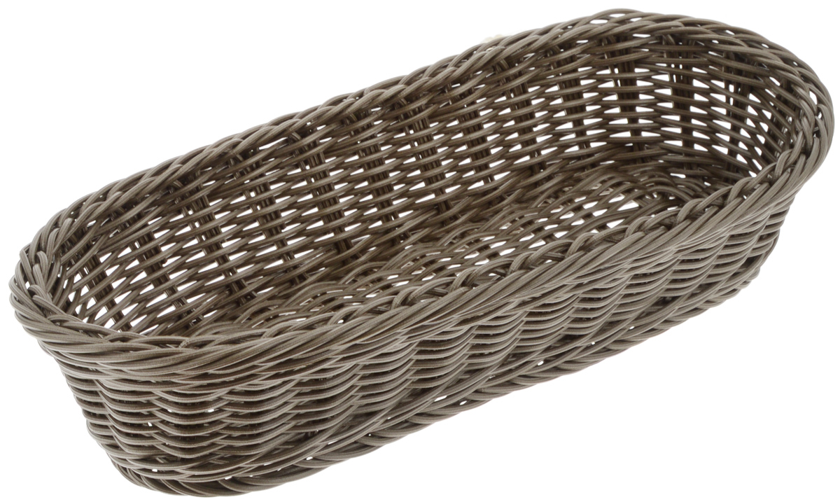 Корзинка Tescoma Flair, цвет: коричневый, 36 x 16,5 х 9 см94672 Корзинка Tescoma Flair, цвет: коричневый, 36 x 16,5 х 9 см94672Плетеная корзинка Tescoma Flair изготовлена из устойчивого к воздействию окружающей среды искусственного волокна. Идеально подходит для хранения выпечки, конфет, фруктов, косметики, рукоделия и оформления подарков. Она не требует тщательного ухода, не впитывает запахи, не боится воды и не разрушается от перепада температур. Корзинка Tescoma Flair отлично впишется в интерьер вашего дома.Можно мыть в посудомоечной машине.