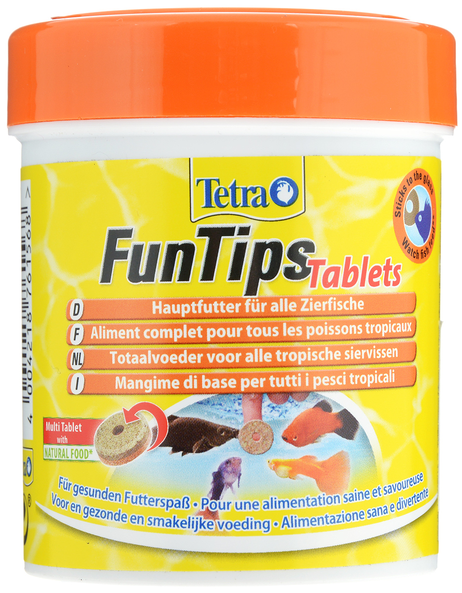 Корм Tetra FunTips Tablets для всех видов тропических рыб, 150 мл (65 г), 165 таблеток0120710 Корм Tetra FunTips Tablets для всех видов тропических рыб, 150 мл (65 г), 165 таблеток0120710Корм Tetra FunTips Tablets - это полноценный корм для всех видов тропических рыб, состоящий из хлопьев и сублимированных микроорганизмов и спрессованный в виде таблеток.Корм уникален тем, что может быть приклеен к аквариумному стеклу. Таблетки прикрепляются к стеклу, что предоставляет хозяину аквариума возможность наблюдать за рыбками в период кормления.Применение: кормить несколько раз в день маленькими порциями. Состав: молоко и молочные продукты, моллюски и ракообразные (в том числе дафния 9,5%, артемия 6%, гаммарус 4,5%, ракообразные 2%), рыба и побочные рыбные продукты, растительные экстракты белка, зерновые, дрожжи, водоросли (спирулина 1,8%), масла и жиры, сахар, минеральные вещества. Гарантированный анализ: протеин 42,0%, масла и жиры 5,0%, клетчатка 2,0%, вода 11,0%. Добавленные вещества: витамины, провитамины и химически схожие вещества.Товар сертифицирован.
