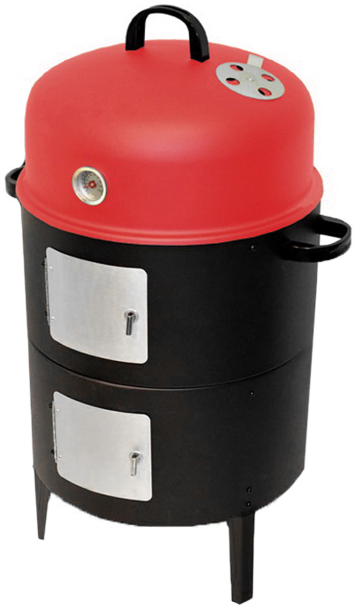 Коптильня 3в1 Smoker, 2 яруса. 4358A115510 Коптильня 3в1 Smoker, 2 яруса. 4358A115510Коптильня Smoker предназначена для самостоятельного копчения мяса, рыбы и других продуктов на открытом воздухе. К тому же благодаря эргономичному дизайну вы можете использовать ее в качестве жаровни, сняв верхнюю крышку с датчиком температуры, или гриля, оставив только нижний ярус с решёткой.Корпус коптильни изготовлен из окрашенной эмалированной стали. Внутри она имеет два вместительных яруса. Продукты для копчения размещаются на двух металлических решетках, а также могут подвешиваться на крюках. Для более удобного использования круглые решетки имеют специальные ручки. Обтекаемая форма внутренней камеры способствует равномерному и качественному приготовлению пищи. Также коптильня снабжена датчиком температуры с детальным масштабом, с помощью которого можно отслеживать динамику нагрева. Подачу воздуха можно регулировать. В комплект входят две эмалированные миски, крюки.Коптильня Smoker станет прекрасным подарком для любителей пикников, рыбалки и отдыха на даче. Благодаря ей вы легко сможете приготовить вкусную и оригинальную еду. Характеристики: Материал:сталь, алюминий. Высота коптильни:81 см. Диаметр коптильни:44 см. Диаметр решетки для пищи: 40 см. Диаметр решетки для угля:33 см. Толщина стенок корпуса: 0,3 см.Вес коптильни:6,7 кг. Размер упаковки:46 см х 46 см х 26 см. Производитель:Бельгия. Изготовитель:Китай. Артикул:2239850000.