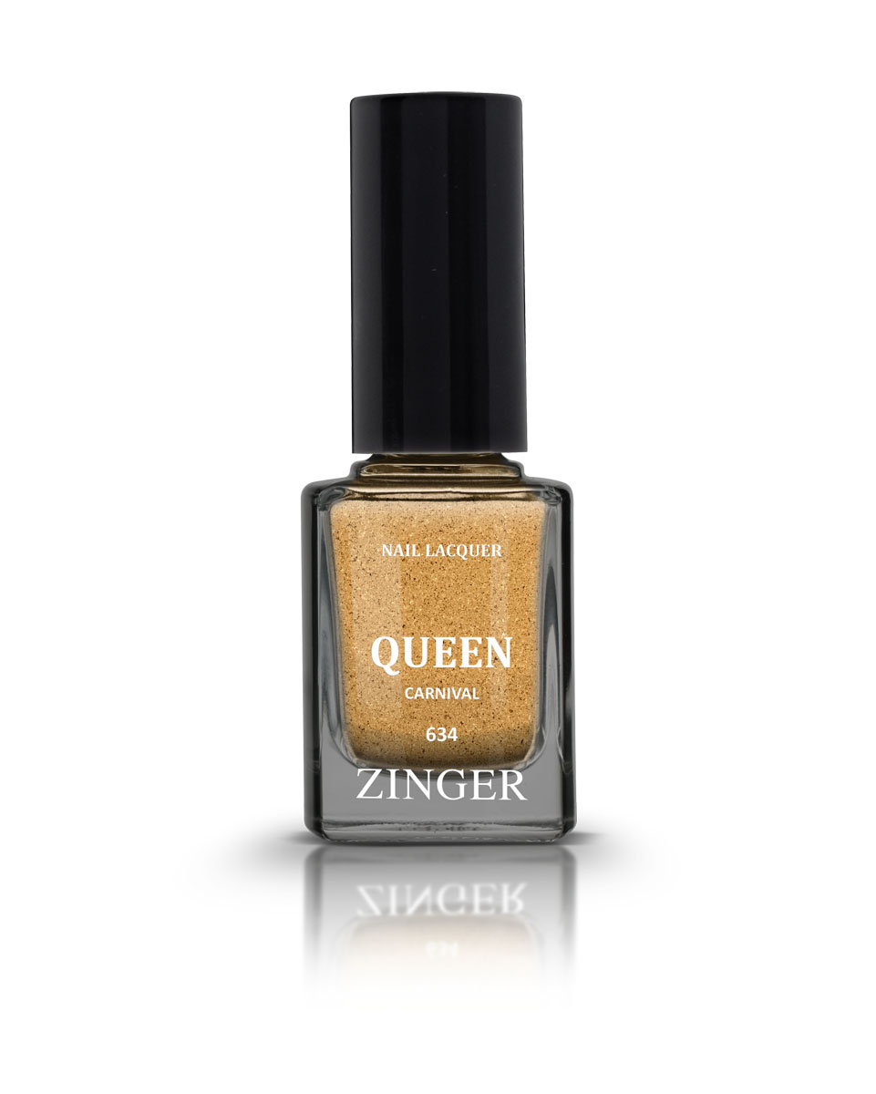 Zinger Лак для ногтей QUEEN CARNIVAL 634, 12 мл50225 Zinger Лак для ногтей QUEEN CARNIVAL 634, 12 мл5022560 трендовых оттенков для новой коллекции лака для ногтей Zinger 2016 произведены во Франции по экспертной технологии, которая обеспечивает прочное покрытие и одновременно заботится о здоровье ногтей, сохраняя их природную красоту. Новая формула лака Gel-technology 3-го поколения свободна от парабенов, толуола, ДБП, исключено использование камфоры и формальдегидной смолы. Для дополнительной защиты ногтей, в новой 5free формуле лаков Zinger появились UV-фильтры. Лак теперь наносится легко и быстро, абсолютно ровным слоем, благодаря новой профессиональной кисточке из 222 волосков. Лак держится намного дольше и высыхает после нанесения в течение нескольких минут. Сырье для производства лаков и конечный продукт –лаки Zinger не тестируются на животных.Фактура с глиттерами металлик
