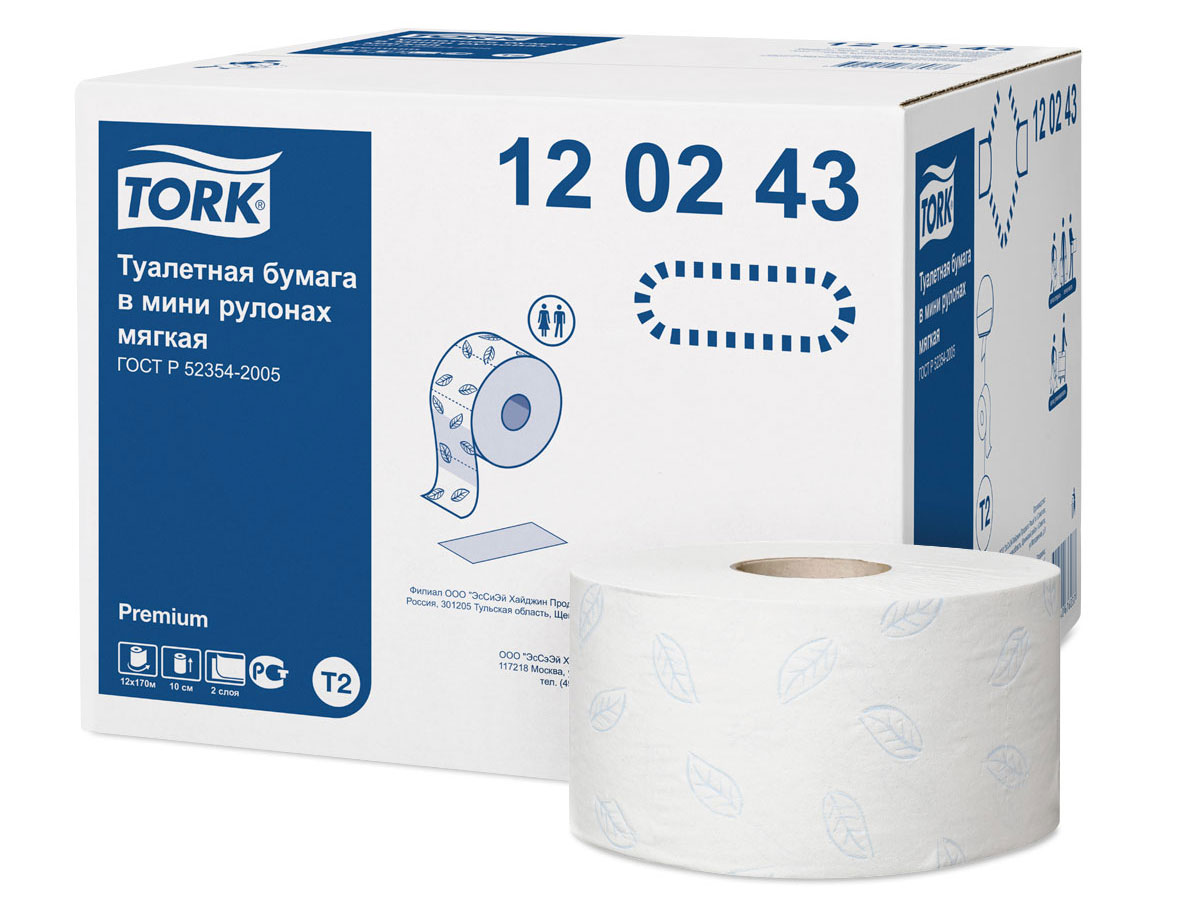 Бумага туалетная Tork, двухслойная, мягкая, 12 мини-рулонов790009 Бумага туалетная Tork, двухслойная, мягкая, 12 мини-рулонов790009Двухслойная туалетная бумага Tork в рулонах - оптимальное соотношение цены и качества, подходит для туалетных комнат средней и высокой проходимости. Большая емкость, благодаря чему реже требуется перезаправка. Технология цветного тиснения имеет двойную функцию и обеспечивает не только уникальные внешние свойства, но и исключительную мягкость и впитываемость бумаги за счет особого скрепления слоев. Все категории бумаги, отмеченные цветным тиснением, обеспечивают не только более привлекательный внешний вид продукции, но и большую мягкость.