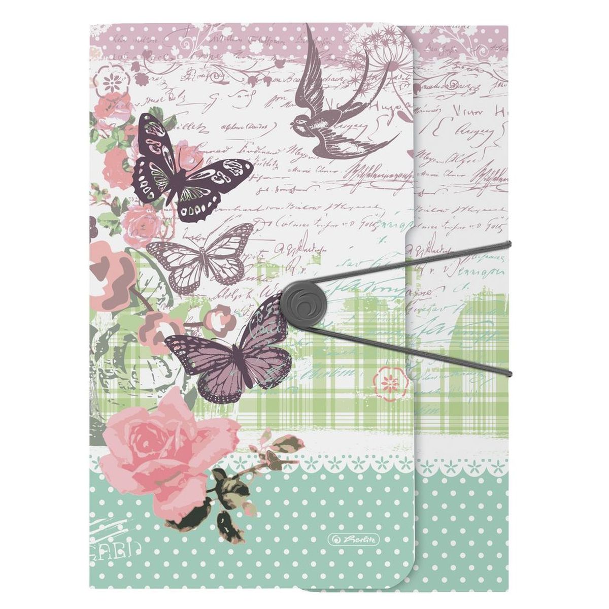 Herlitz Папка на резинке Ladylike to go Butterfly25279 Herlitz Папка на резинке Ladylike to go Butterfly25279Папка на резинке от Herlitz Ladylike to go Butterfly станет вашим верным помощником дома и в офисе.Это удобный и функциональный инструмент, предназначенный для хранения и транспортировки больших объемов рабочих бумаг и документов формата А4. Сама папка изготовлена из износостойкого высококачественного пластика, а ее обложка оформлена нежным изображением в виде цветов и бабочек. Состоит из одного вместительного отделения.Закрывается папка при помощи резинки.Папка - это незаменимый атрибут для любого студента, школьника или офисного работника. Такая папка надежно сохранит ваши бумаги и сбережет их от повреждений, пыли и влаги.