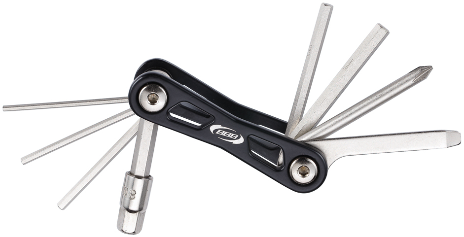Мультитул BBB MiniFold S7292 Мультитул BBB MiniFold S7292BBB MiniFold S - это прочный инструмент в сочетании с легким алюминиевым корпусом. Двойной шестигранный ключ не будет сниматься во время использования. Инструмент предназначен для монтажа/демонтажа резьбовых соединений.Функции: Шестигранные ключи: 2 мм, 2,5 мм, 3 мм, 4 мм, 5 мм, 6 мм и 8 мм.Крестовая и плоская отвертка.