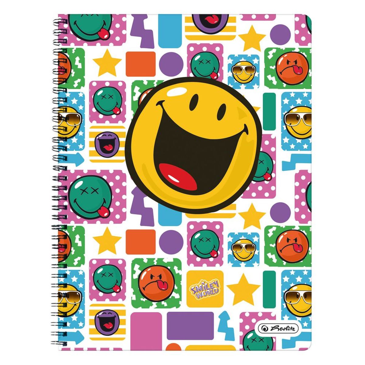 Herlitz Тетрадь Smiley Happy 70 листов в клетку72523WD Herlitz Тетрадь Smiley Happy 70 листов в клетку72523WDУдобная тетрадь от Herlitz Smiley Happy - незаменимый атрибут современного человека, необходимый для рабочих или школьных записей.Тетрадь содержит 70 листов формата А4 в клетку с полями. Обложка выполнена из качественного ламинированного картона. Внутренний спиральный блок изготовлен из металла и гарантирует надежное крепление листов. Тетрадь имеет закругленные углы и яркий дизайн, дополненный желтым смайлом.Тетрадь Herlitz Smiley Happy станет достойным аксессуаром среди ваших канцелярских принадлежностей. Это отличный подарок как коллеге или деловому партнеру, так и близким людям.
