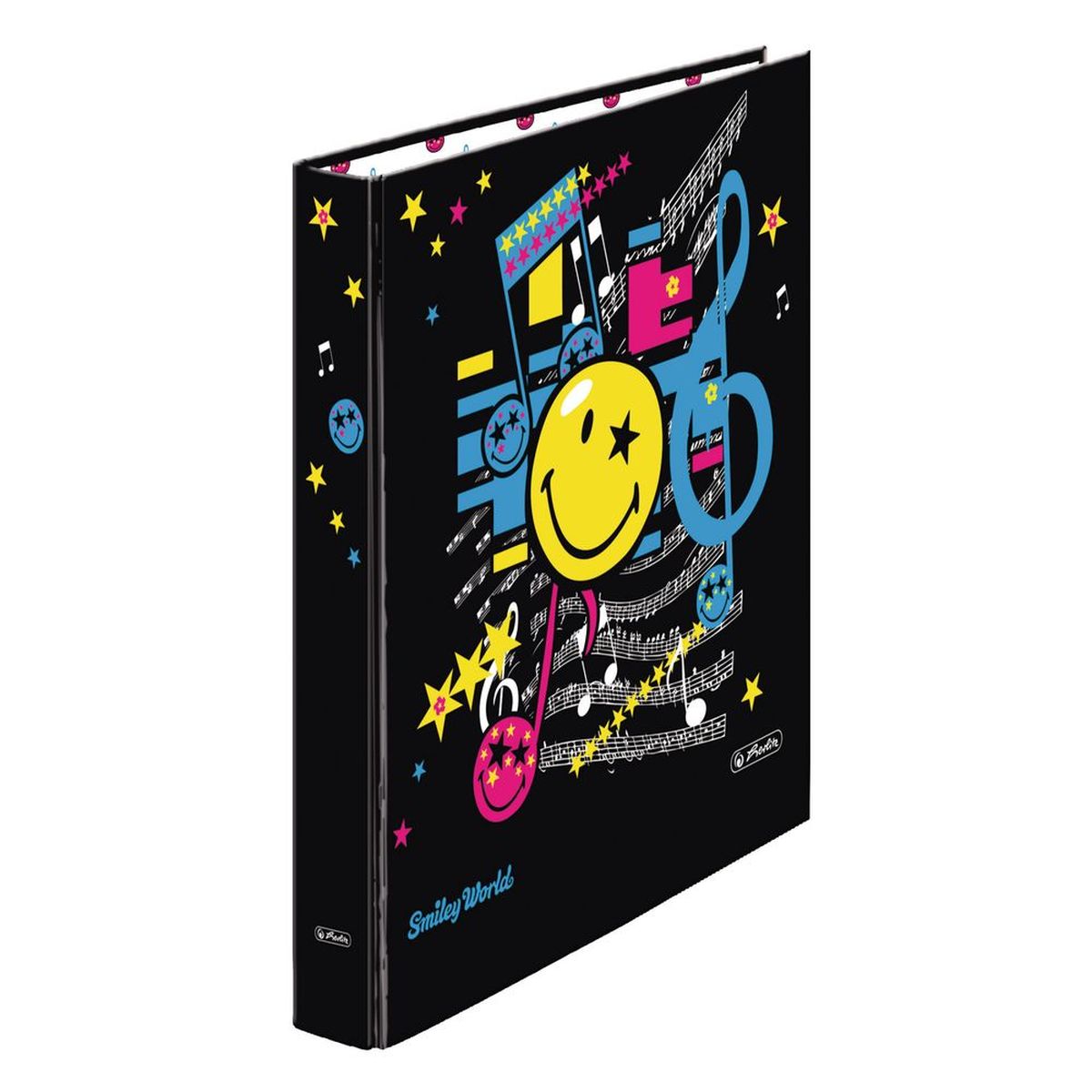 Herlitz Папка Smiley World PopFS-36054 Herlitz Папка Smiley World PopFS-36054Практичная папка Herlitz Smiley World Pop предназначена для хранения больших объемов документов. Ее обложка выполнена из ламинированного картона. Папка оснащена 2 кольцами для фиксации бумаг. Основа папки изготовлена из прочного FSC-сертифицированного картона.Папка-регистратор значительно облегчает делопроизводство. Яркий дизайн, дополненный веселым смайлом, позволит ей стать достойным аксессуаром среди ваших канцелярских принадлежностей и дарить хорошее настроение.