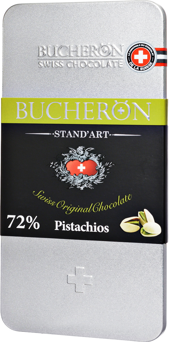 Bucheron Горький швейцарский шоколад с фисташками, 100 г0120710 Bucheron Горький швейцарский шоколад с фисташками, 100 г0120710Премиальный горький швейцарский шоколад Bucheron с добавлением фисташек. Этот шоколад был приготовлен из какао-бобов Trinitario с Гватемалы, обеспечивающих однородность вкуса, позволяющую добавить в Бушерон яркий смолистый оттенок жаренных фисташек. С приятным долгим послевкусием.Ярославская кондитерская фабрика выпускает этот шоколад под полным контролем швейцарского концерна Барри Каллебаут. Барри Каллебаут - ведущий в мире производитель высококачественного шоколада и какао-продуктов. Компания осуществляет полный цикл операций от закупки и обработки какао-бобов до производства готовых шоколадных продуктов высшего класса.