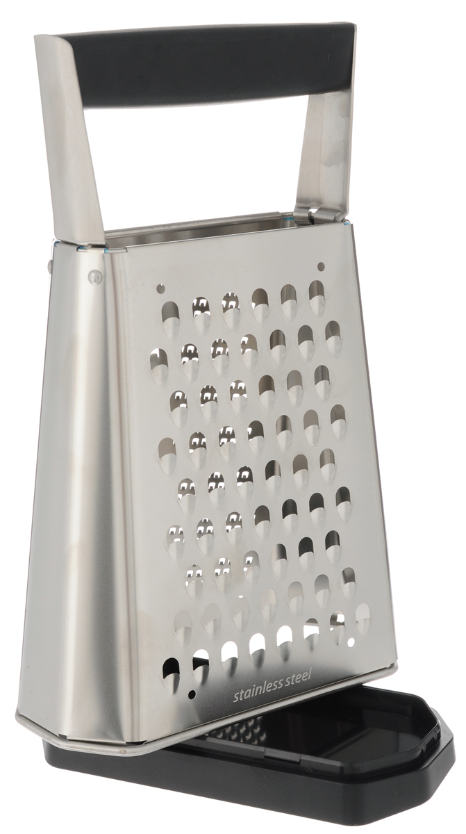 Терка Tescoma X-Sharp, многофункциональная, высота 22,5 см94672 Терка Tescoma X-Sharp, многофункциональная, высота 22,5 см94672Высококачественная терка Tescoma X-Sharp идеально подходит для очень мелкого, среднего и крупного натирания всех обычных видов овощей, фруктов, твердых сыров, орехов, шоколада, цитрусовой цедры и многого другого. Поставляется с уникальной нескользящей подставкой для оптимального наклона терки при использовании и сборе натертых продуктов. Чрезвычайно острые и очень прочные лезвия изготавливаются по специальной технологии из высококачественной нержавеющей стали. Массивная ручка выполнена из пластика с резиновым покрытием.Можно мыть в посудомоечной машине.Размер терки (с учетом ручки и подставки): 14 х 7 х 22 см.