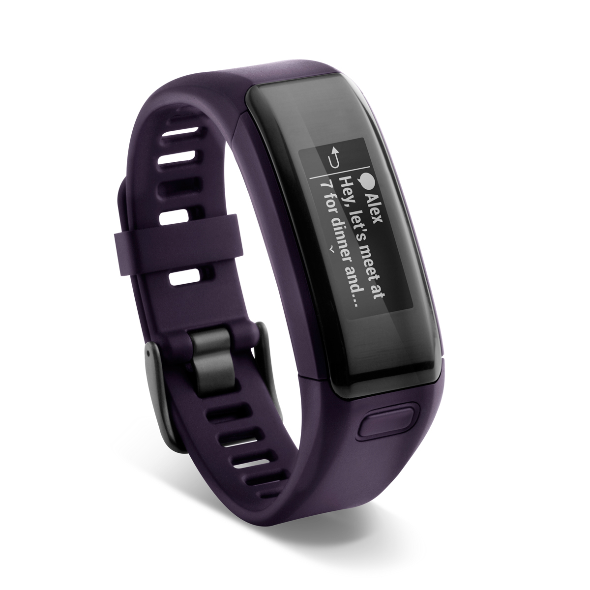 Фитнес-браслет Garmin Vivosmart HR, цвет: фиолетовый. 010-01955-13010-01955-13 Фитнес-браслет Garmin Vivosmart HR, цвет: фиолетовый. 010-01955-13010-01955-13Трекер активностис пульсометром Elevate на запястье измеряет вашу частоту пульса 24 часа в сутки и 7 дней в неделюМониторинг: Физической активности;Калорий;СнаДатчики: Сердечного ритма;Пульсометр;Шагомер;Счетчик калорий;АкселерометрОсобенности: Влагозащищенный;Оповещения со смартфона;Часы;Водонепроницаемый;Совместимое ОС: GARMINМатериал корпуса: ПластикМатериал ремешка/браслета: ПластикДлина ремешка: 13,5-18,5 см Время работы: до 5 днейИнтерфейс: BluetoothМетод зарядки: microUSB 2.0Вид аккумулятора: Li-ionЕмкость аккумулятора: 300 mA