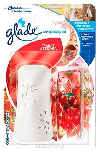 Освежитель воздуха Glade Микроспрей. Гранат и клюква, основной блок, 10 мл106-026 Освежитель воздуха Glade Микроспрей. Гранат и клюква, основной блок, 10 мл106-026Несмотря на компактный размер баллончика Glade микроспрей содержит столько же свежести, сколько обычный аэрозоль, будучи при этом намного удобнее в использовании. Один сменный баллончик обеспечивает до 100 нажатий.
