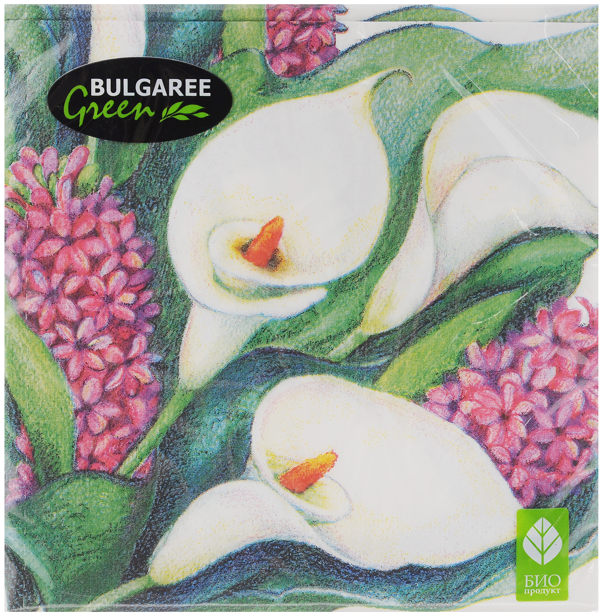Салфетки бумажные Bulgaree Green Каллы, трехслойные, 33 х 33 см, 20 штCDF-16 Салфетки бумажные Bulgaree Green Каллы, трехслойные, 33 х 33 см, 20 штCDF-16Декоративные трехслойные салфетки Bulgaree Green Каллы выполнены из 100%целлюлозы европейского качества и оформлены ярким рисунком. Изделия станут отличным дополнением любого праздничного стола. Они отличаются необычной мягкостью, прочностью и оригинальностью.Размер салфеток в развернутом виде: 33 х 33 см.