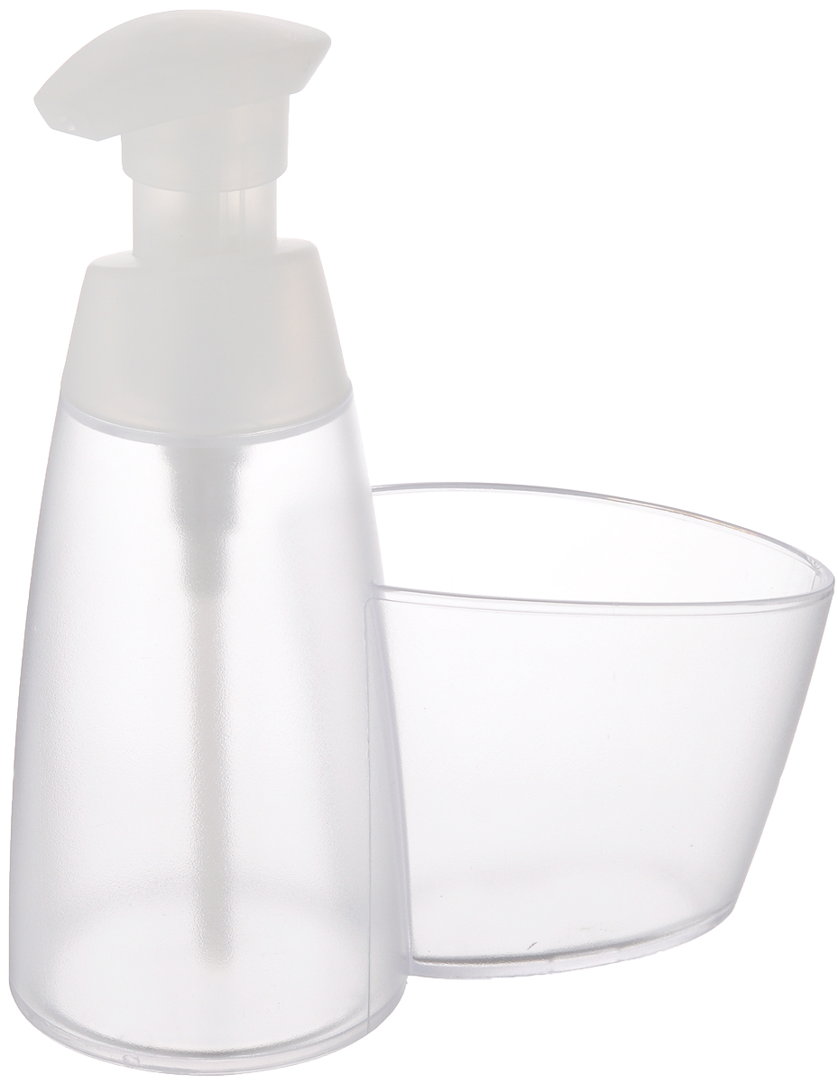 Дозатор для моющего средства Tescoma Clean Kit, с подставкой для губки, цвет: прозрачный, белый, 350 млNN-605-LS-W Дозатор для моющего средства Tescoma Clean Kit, с подставкой для губки, цвет: прозрачный, белый, 350 млNN-605-LS-WДозатор Tescoma Clean Kit, выполненный из прочного пластика, прекрасно подходит для удобной дозировки и хранения моющих средств на кухонном гарнитуре, рядом с мойкой. Имеется подставка под губку.Можно мыть в посудомоечной машине.Высота дозатора (с учетом крышки): 18 см.Диаметр основания дозатора: 7,5 см.Размер подставки для губки: 10 х 6,5 х 8 см.