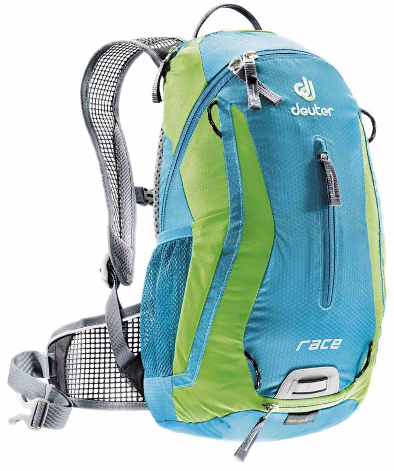 Рюкзак Deuter Race, цвет: голубой, салатовый, 10 лRD-534-1/2 Рюкзак Deuter Race, цвет: голубой, салатовый, 10 лRD-534-1/2Deuter Race - спортивный и обтекаемый рюкзак для велогонщиков. Простой дизайн и малый вес - идеальный выбор для сторонников минимального веса. Рюкзак обладает небольшим весом и отличной функциональностью.Особенности:- Анатомические плечевые лямки и набедренный пояс с сетчатыми подушками обеспечивают идеальную посадку рюкзака; - Наружный карман; - Верхний карман с удобным доступом; - Внутренний карман для ценных вещей; - Отражатель 3M; - Петля для крепления ночного габаритного фонарика Safety Blink; - Крепления для системы снабжения питьевой водой; - Чехол от дождя; - Чентилируемая спинка Deuter Airstripes; - Анатомические плечевые лямки из сетки и нагрудный ремень с удобной регулировкой; - Набедренный пояс с сетчатыми крыльями; - Небольшой верхний карман на молнии; - Передний карман; - Отражатели 3M спереди, сзади и по бокам; - Внутренний карман для мелких вещей; - Петля для крепления ночного габаритного фонарика; - Чехол от дождя; - Сетчатые боковые карманы.Размеры: 42x21x16 см.