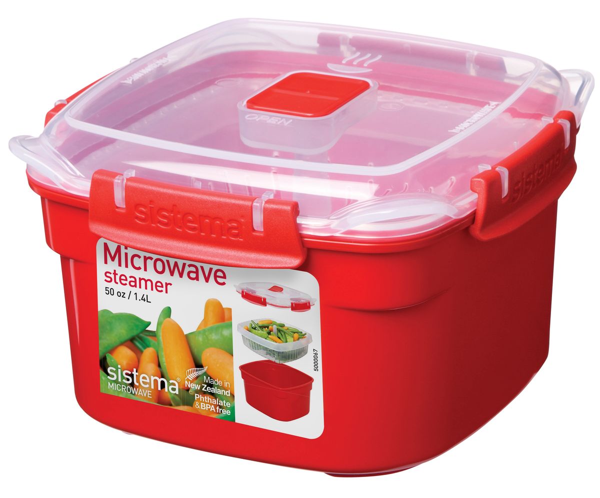 Контейнер Sistema Microwave, 1,4 л21 395 599 Контейнер Sistema Microwave, 1,4 л21 395 599В контейнере Microwave вы с легкостью сможете не только разогреть пищу в СВЧ, но и приготовить ее. Просто налейте воды в базовый контейнер, поместите пищу в пластиковый дуршлаг, откройте на крышке клапан пароотвода и поместите все в микроволновую печь. Через несколько минут вы можете насладиться полезной пищей. Контейнер надежно закрывается клипсами, которые при необходимости можно заменить. Крышка с силиконовой прокладкой герметично закрывается, что помогает дольше сохранить полезные свойства продуктов.Можно мыть в посудомоечной машине.