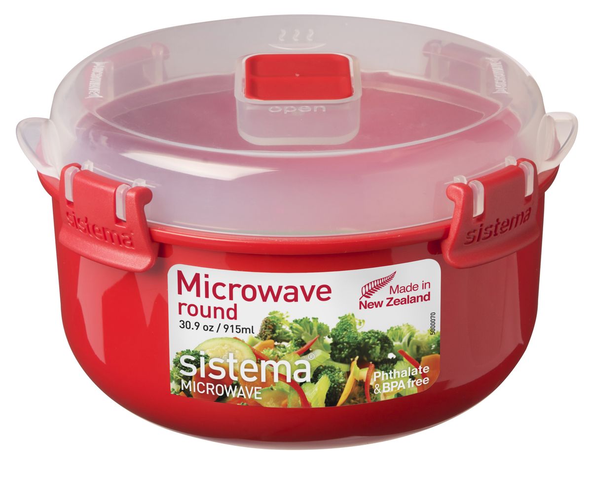 Контейнер круглый Sistema Microwave, 915 млСуховей — М 8 Контейнер круглый Sistema Microwave, 915 млСуховей — М 8В контейнере Sistema Microwave вы с легкостью сможете не только разогреть пищу в СВЧ, но и приготовить ее. Контейнер надежно закрывается клипсами, которые при необходимости можно заменить. Можно мыть в посудомоечной машине.